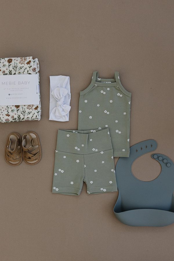 Sage Floral Tank + Biker Short Set Online Hot Sale - Image 4