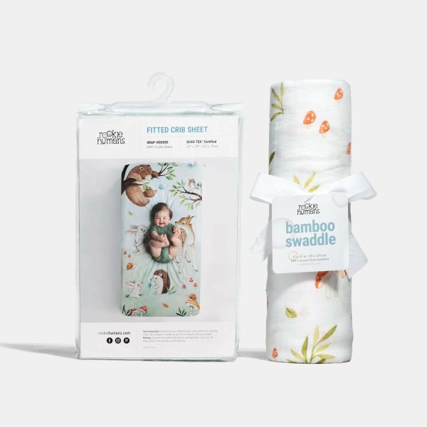 Crib sheet and Swaddle bundle - Enchanted Forest Sale