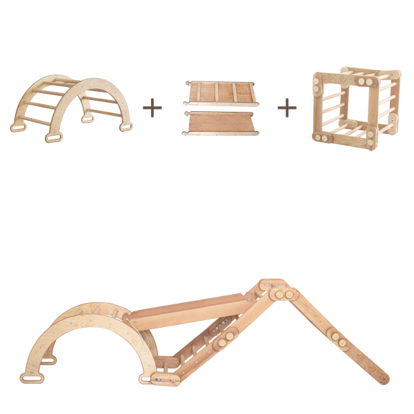 3in1 Montessori Climbing Snake Set: Snake Ladder + Slide Ramp + Arch Climber – Beige For Cheap - Image 2