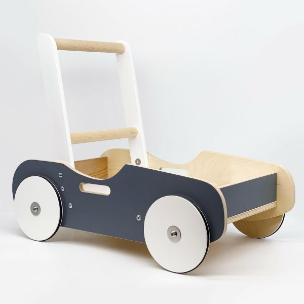 Luma Buggy: Charcoal Gray Handcrafted Wooden Push Cart on Sale