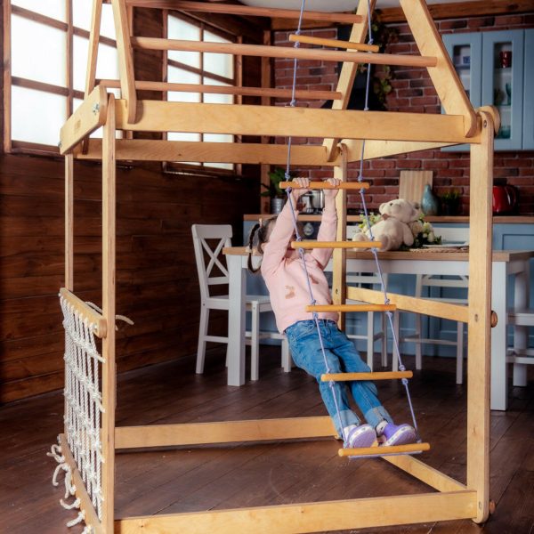 Indoor Wooden Playhouse with Swings Online now - Image 3