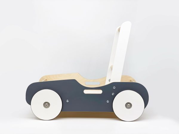Luma Buggy: Charcoal Gray Handcrafted Wooden Push Cart on Sale - Image 3