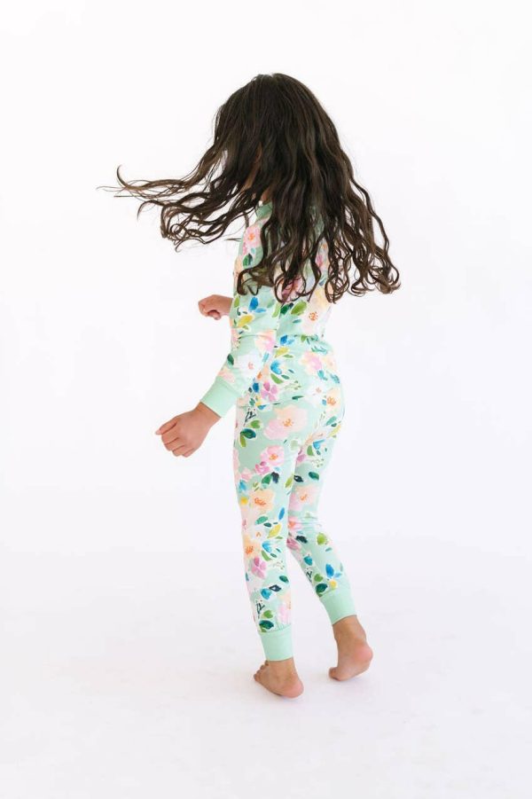 2 Piece Pajama Set in Watercolor Floral Online Hot Sale - Image 3