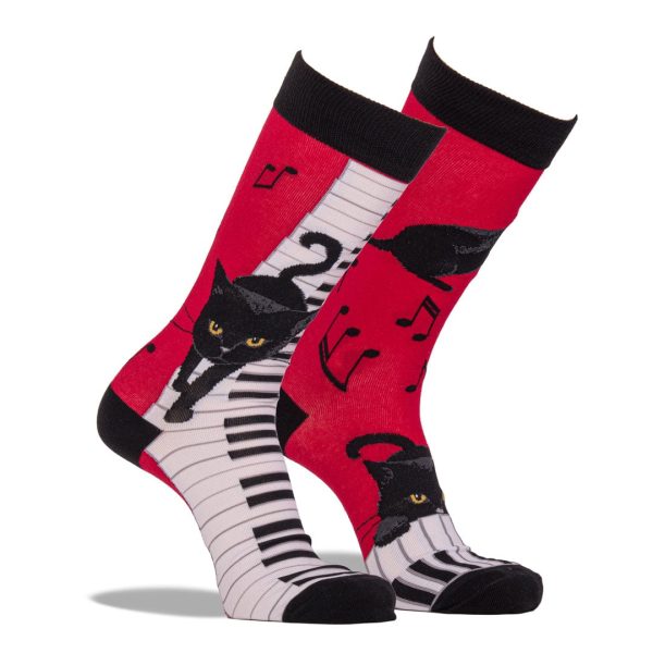 Piano Cat Socks Men’s Crew Sock Online Sale - Image 2